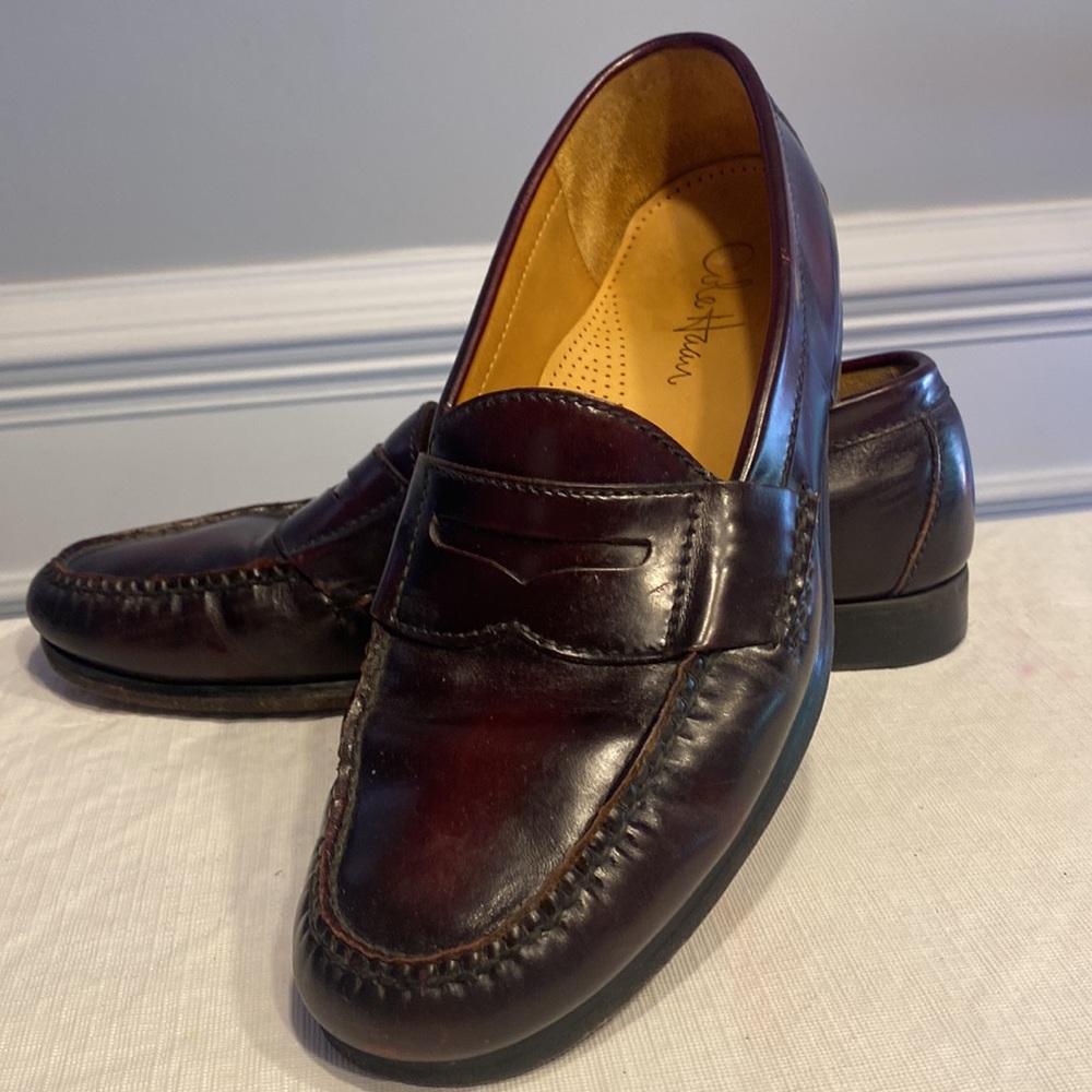 Cole Haan Dark Brown Patina Polished Leather Penny Loafer Size 10.5D